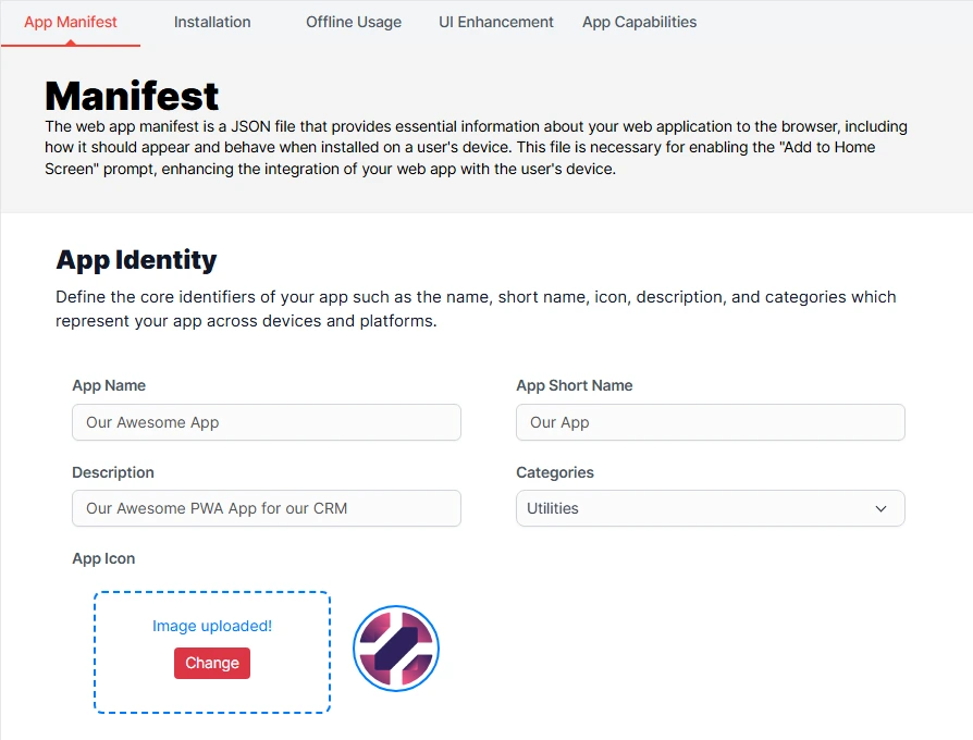 Configure Manifest
